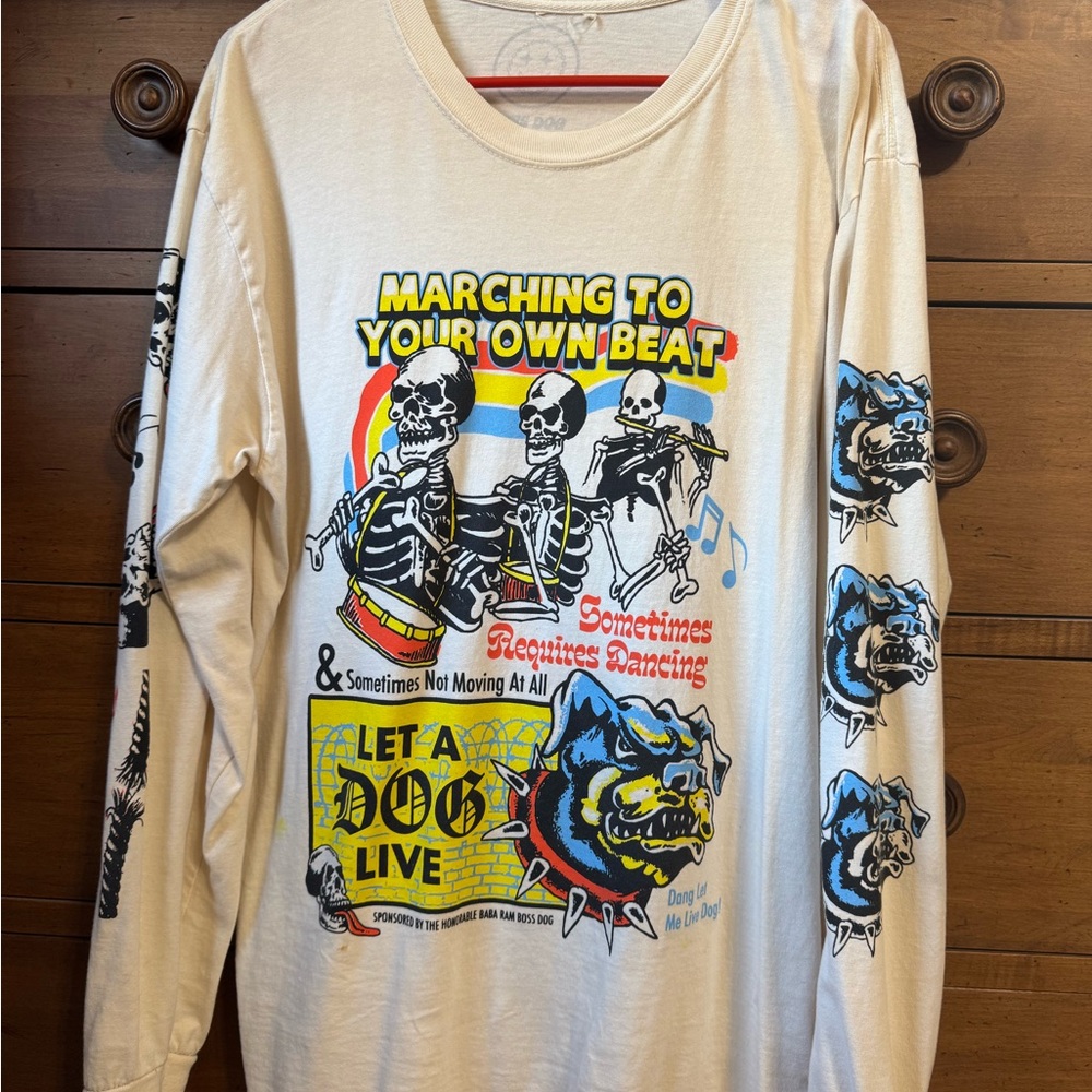 Marching Skeletons Long Sleeve Shirt - Cream (Boss Dog)